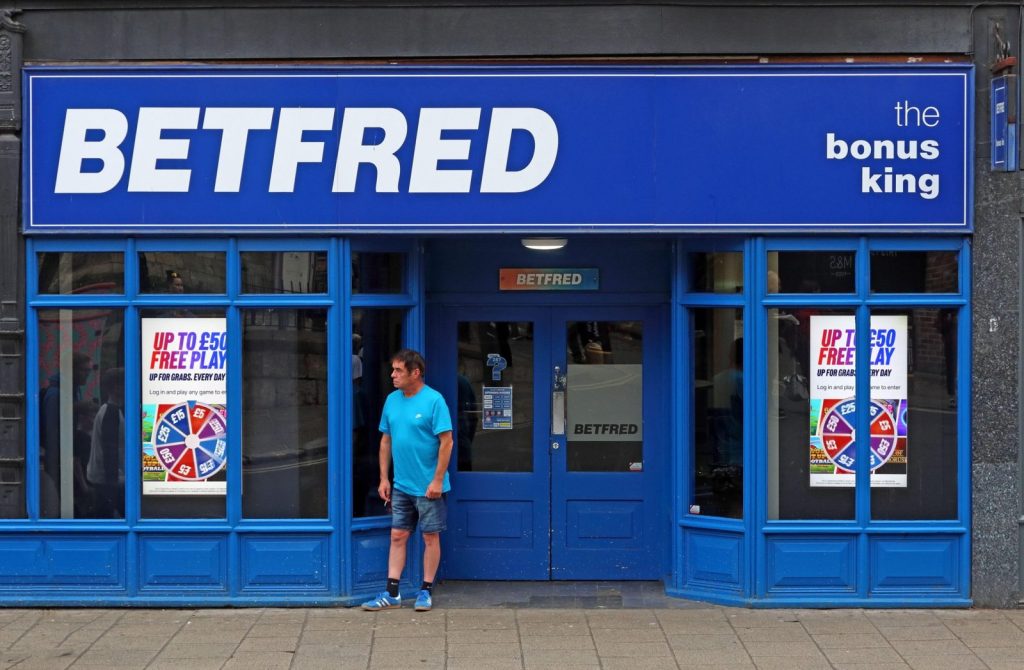 Exterior of a Betfred betting shop on a high street